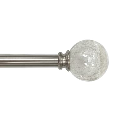 Lumi 3/4" Single Curtain Rod Set Brushed Nickel- Crackled Ball finials