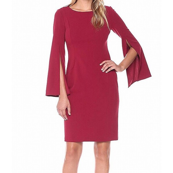 calvin klein red bell sleeve dress