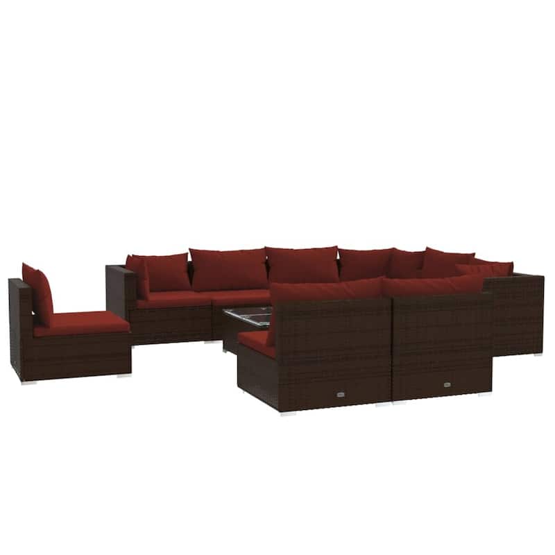 vidaXL Patio Lounge Set Outdoor Sectional Sofa Set Table Garden Poly Rattan - 27.6" x 27.6" x 23.8"