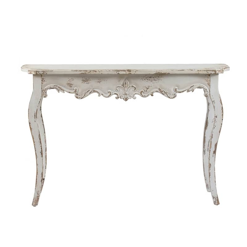 Slimline Washed White Console Table for Living Room
