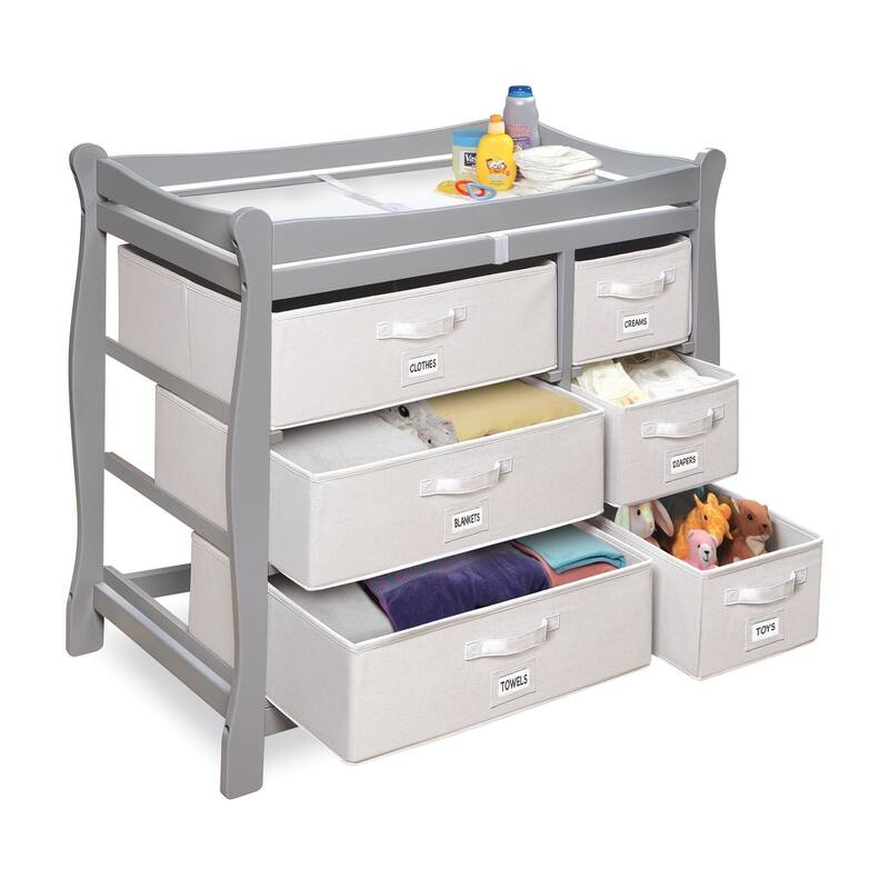 Sleigh Style Baby Changing Table with Six Baskets