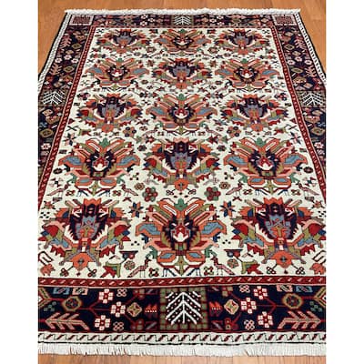 HERAT ORIENTAL Vintage 1920s Handmade Karaja Wool Rug - 5'2" x 6'11"