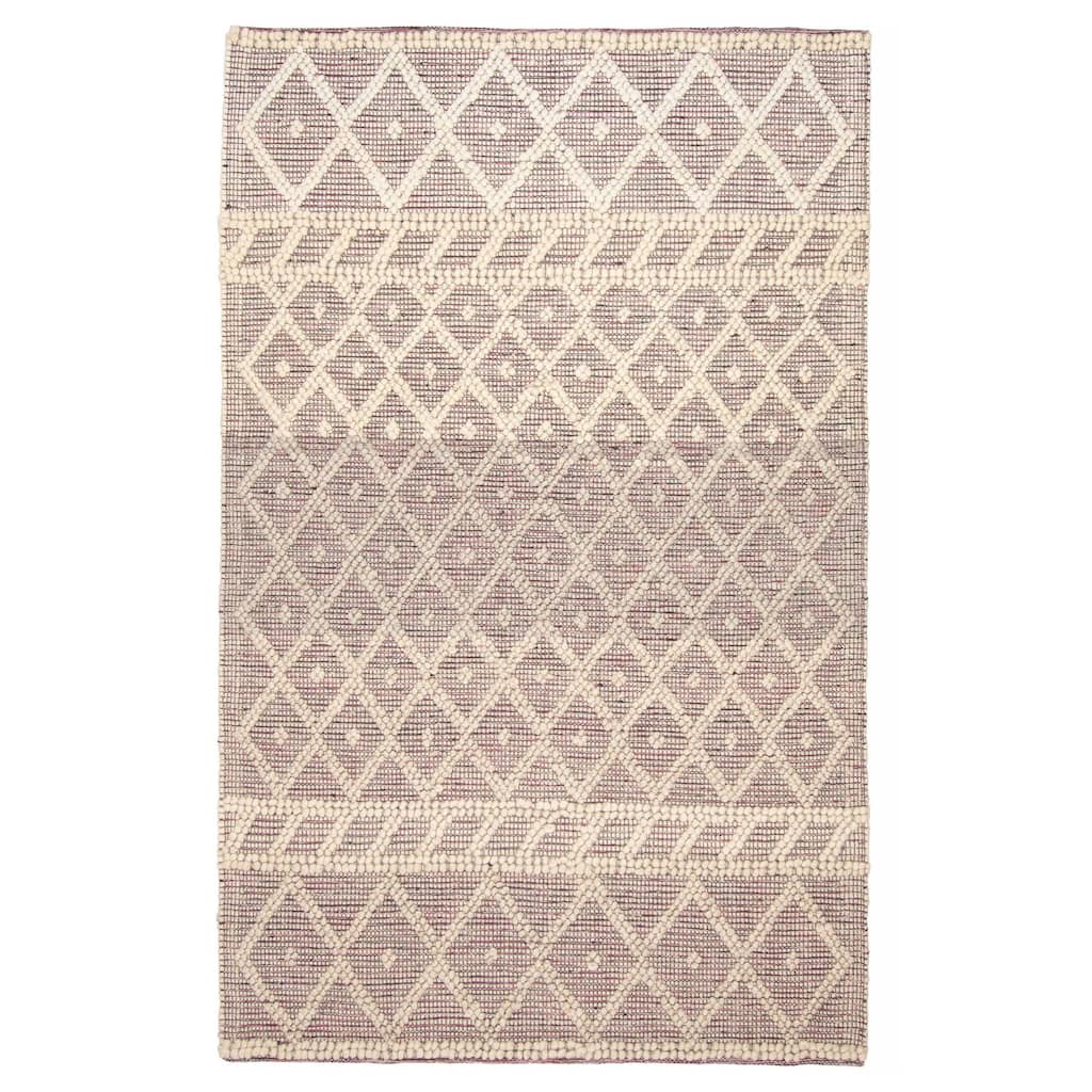 ECARPETGALLERY Braid weave Sienna Grey Wool Rug - 5'1 x 8'2