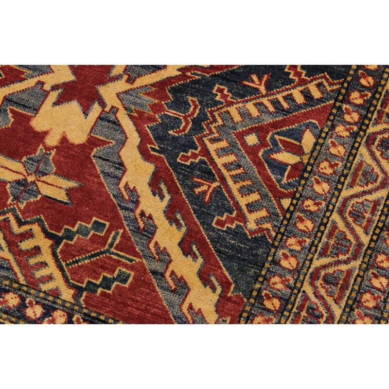 Southwestern Super Kazak Ryker Red/Beige Hand Knotted Wool Rug - 3'8'' x 5'5''