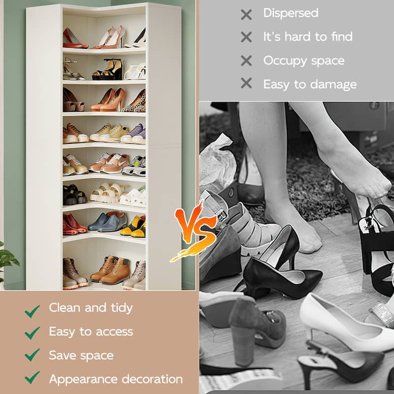 9-Tier Shoe Cabinet, 24-32 Pairs Freestanding Shoe Rack Shoe Organizer