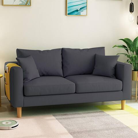 Square Arm Loveseat Living Room Bedroom Sofa Chair Double Apartment Sofa