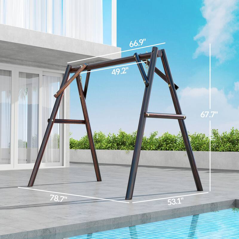 Outsunny 660 lbs Porch Swing Frame, Heavy Duty A-Frame Wooden Swing Stand for DIY Painting