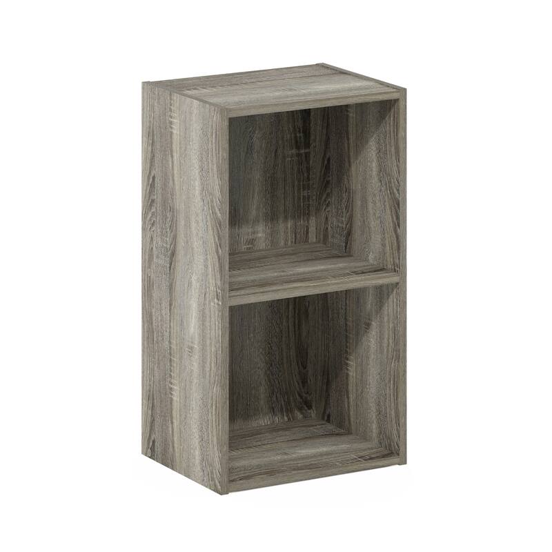 21 in. Tall French Oak Grey Wood 2-Shelf Bookcase
