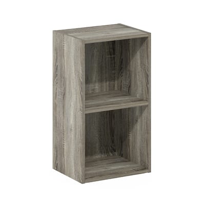 21 in. Tall French Oak Grey Wood 2-Shelf Bookcase