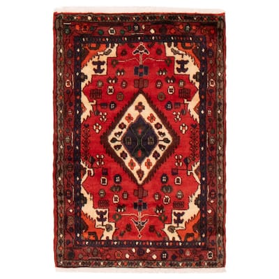 ECARPETGALLERY Hand-knotted Andelz Red Wool Rug - 2'11 x 4'3