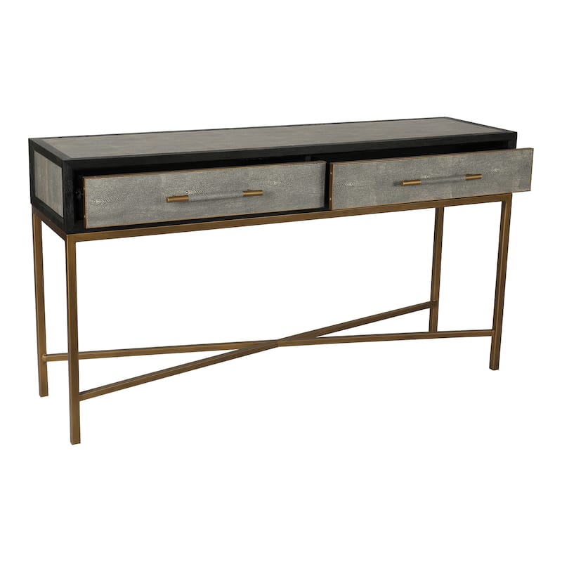 Aurelle Home Milton Solid Oak and Brass Console Table