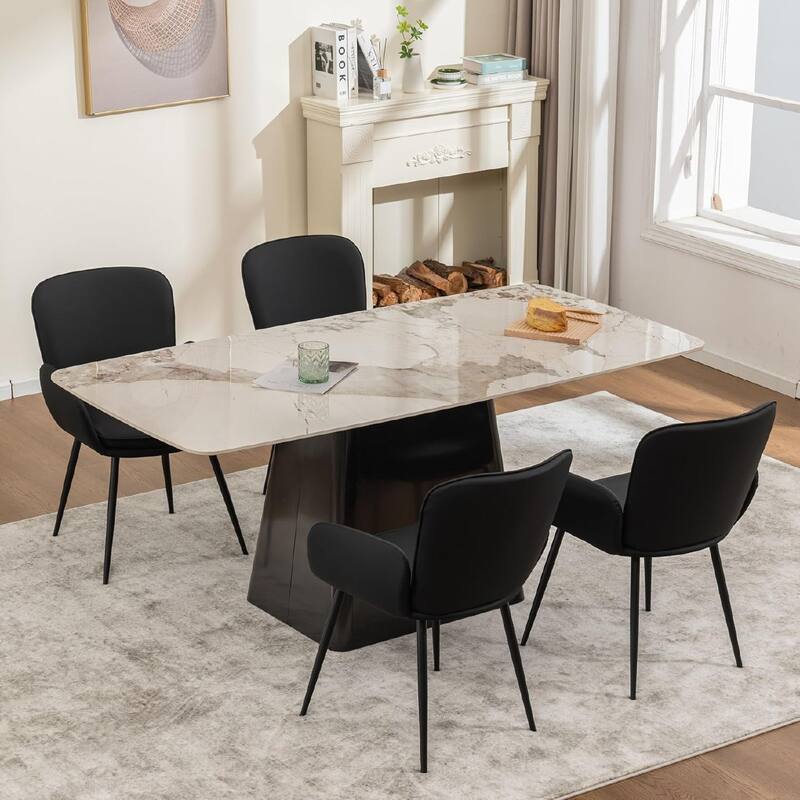 Set of 2 Cat-Scratch Resistant Dining Chairs with Gold Metal Legs
