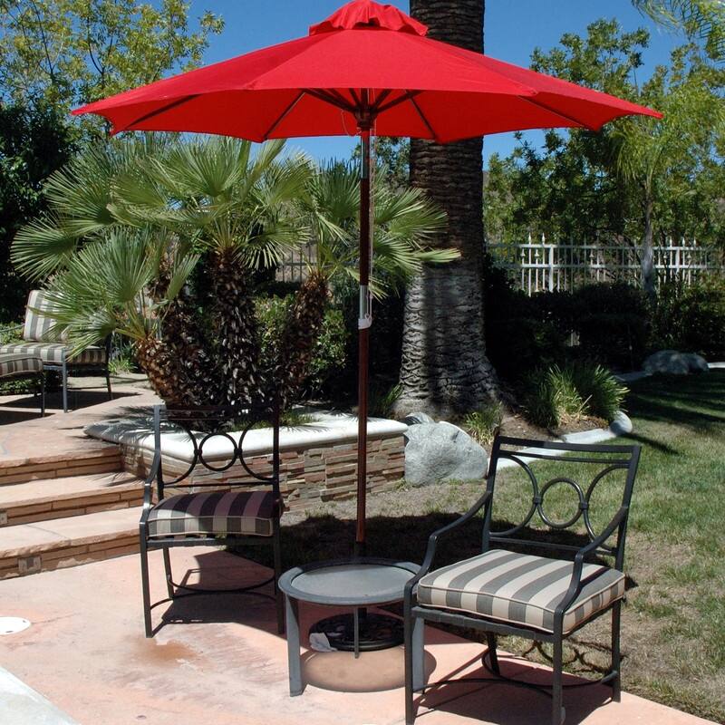 Tropishade 9 ft. Aluminum Bronze Patio Umbrella with Red Cover Bed