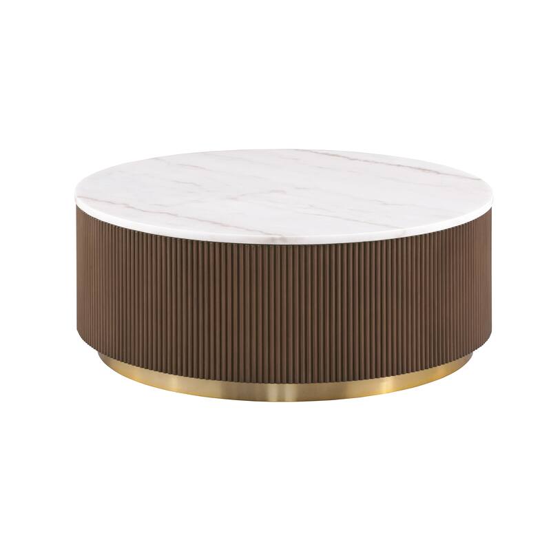 Furniture of America Torin Modern Genuine Marble Top Round Coffee Table