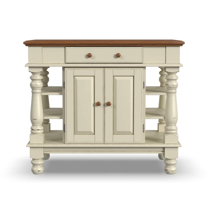 Americana Off-White Kitchen Island With Storage