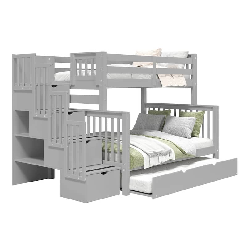 Taylor & Olive Trillium Twin over Full Stairway Bunk Bed, Full Trundle