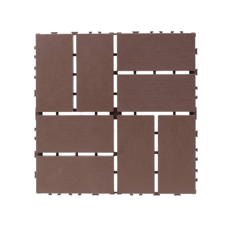 Plastic interlocking decking tiles, 44 packs of terrace decking tiles, 12 inches x 12 inches waterproof