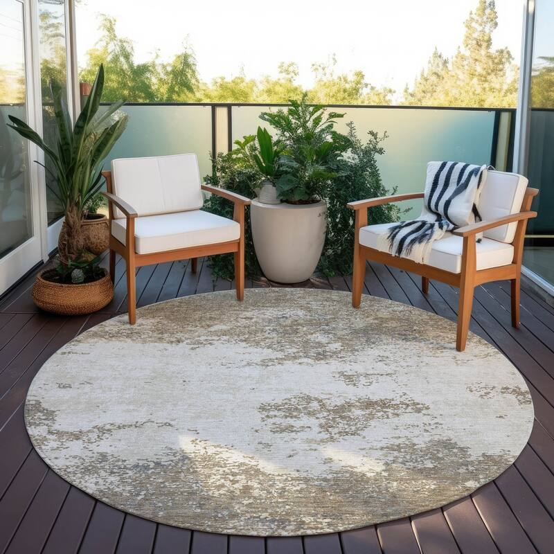 Machine Washable Indoor/ Outdoor Abstract Pixels Chantille Rug