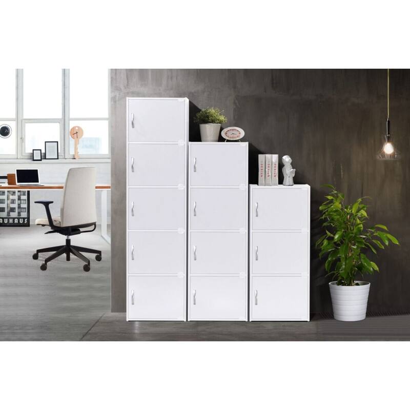 47.25" White Multi-Purpose Bookcase with Doors