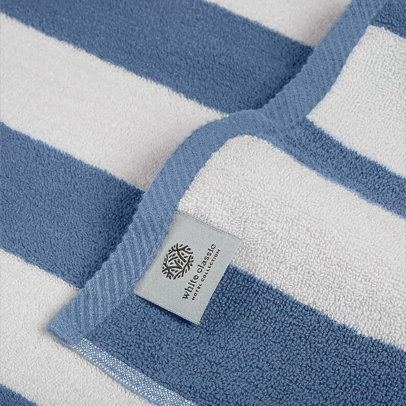 White Classic Luxury Cabana Striped Oversized Beach Towel 35x70" | Set of 2