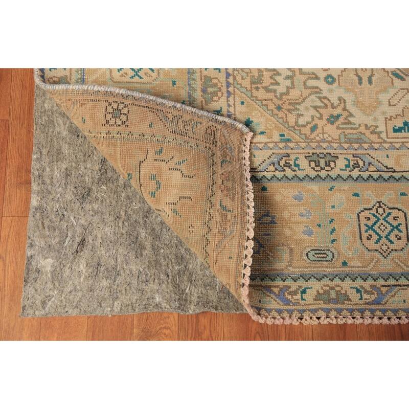 Geometric Pink Tabriz Persian Area Rug Oriental Handmade Wool Carpet - 8'0"x 10'9"