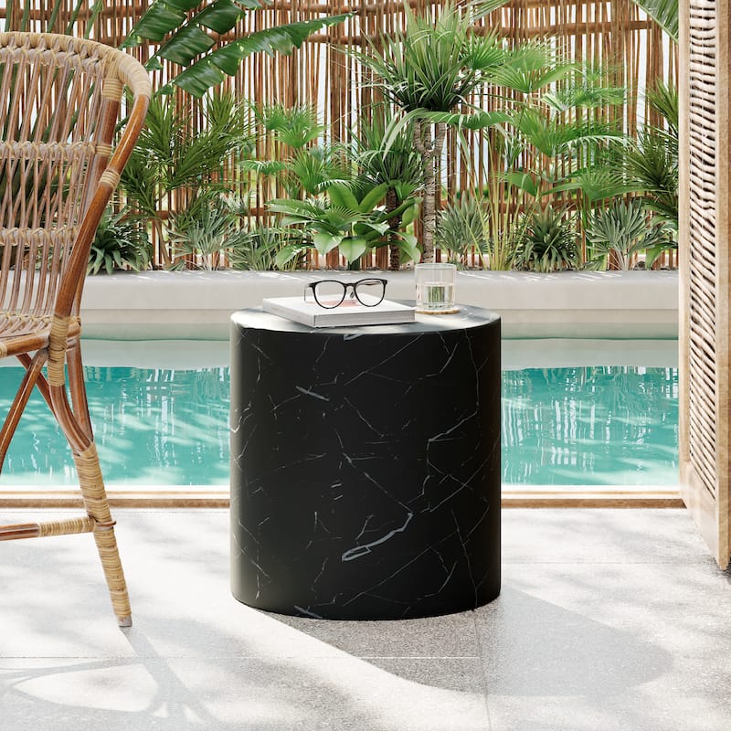 Roomfitters Outdoor Lightweight MGO Side Table End Table, Living Room Accent Table - Black