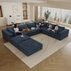 preview thumbnail 126 of 147, Modular Sectional Sofa Corduroy Upholstered Sleeper Sofa Convertible Cloud Accent Couch Deep Seat Chaise Lounge, DIY Combination 8 Seat - Blue