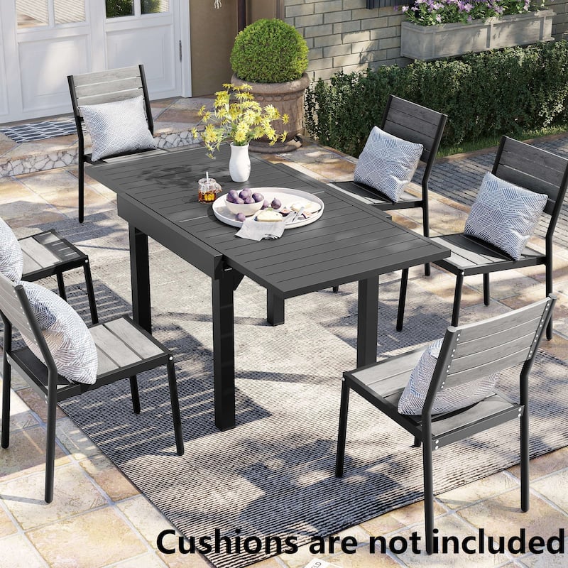 Pellebant Outdoor 3/5/7-piece Aluminum Dining Set Extendable Dining Table with Chairs