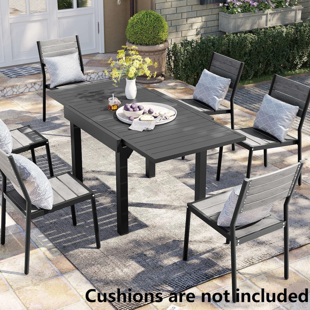 Pellebant Outdoor 3/5/7-piece Aluminum Dining Set Extendable Dining Table with Chairs