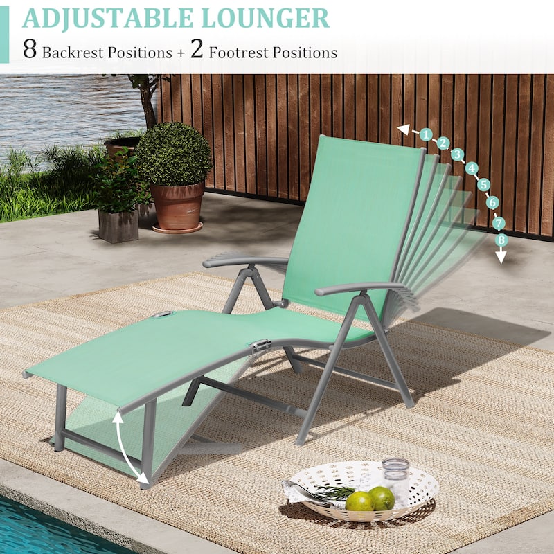 VredHom Outdoor Portable Folding Chaise Lounge Chairs (Set of 2) - 70" L x 20" W x 14" H