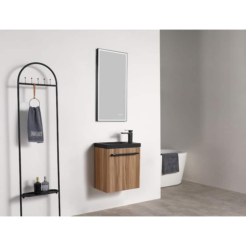 Blossom 20 Inch Wall Mounted Bathroom Vanity with Black Acrylic Sink