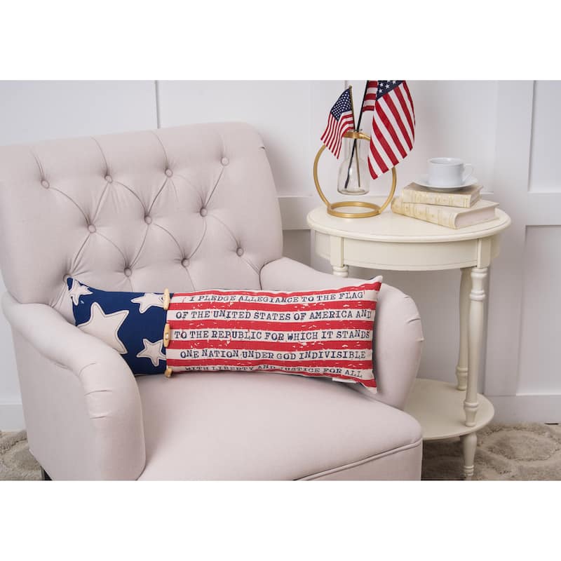 28" x 10" Patriotic Flag Embroidered Throw Pillow