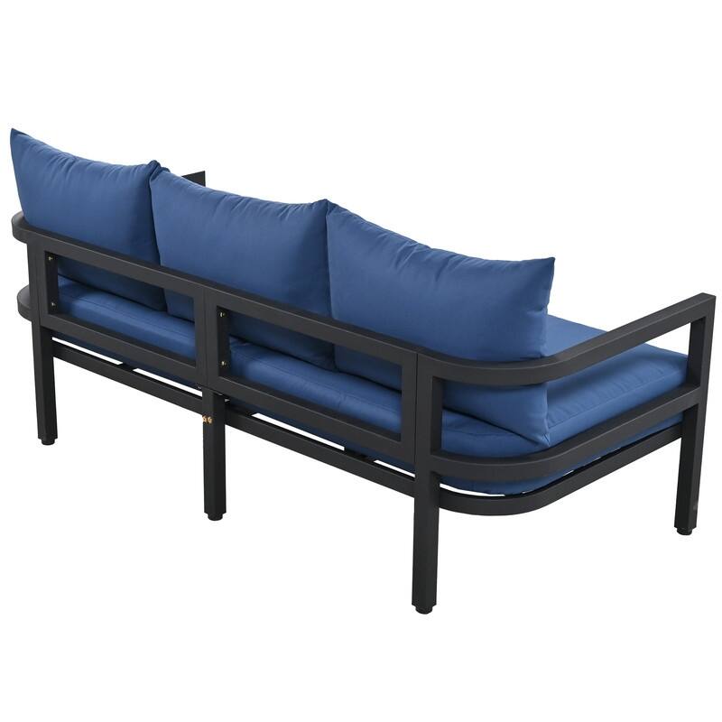 4-Piece Multi-person Outdoor Steel Sofa Set with Table