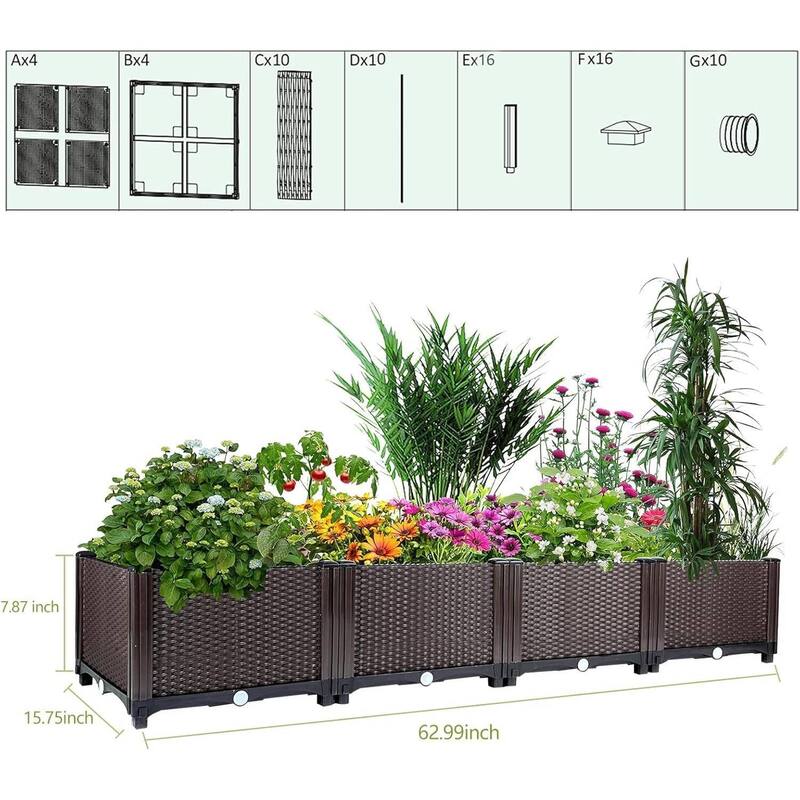 Self-Watering Elevated Planter Box, Raised Garden Beds for Vegetables, Flowers, Herbs