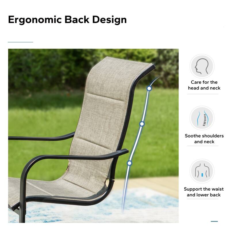 MAISON ARTS Patio Dining Set 9/7 Pieces Outdoor Metal Furniture Set, 8/6 C Spring Motion Chairs and 1 Expandable Table