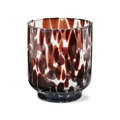 Brown Tortoise Print on Clear Glass Tealight Candle Holder, 4.3L x 4.3W x 5.5H inches. Decorative Use Only