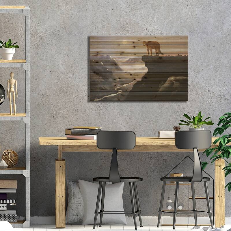 Cougar Print On Wood by D. "Rusty" Rust - Multi-Color