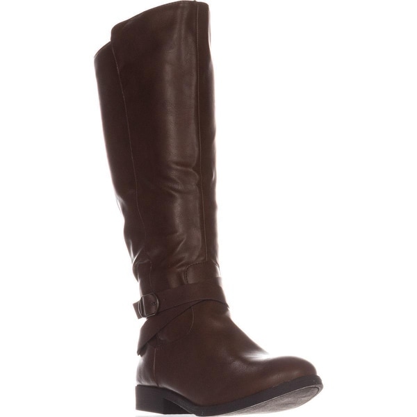 SC35 Madixe Wide-Calf Riding Boots, Cognac