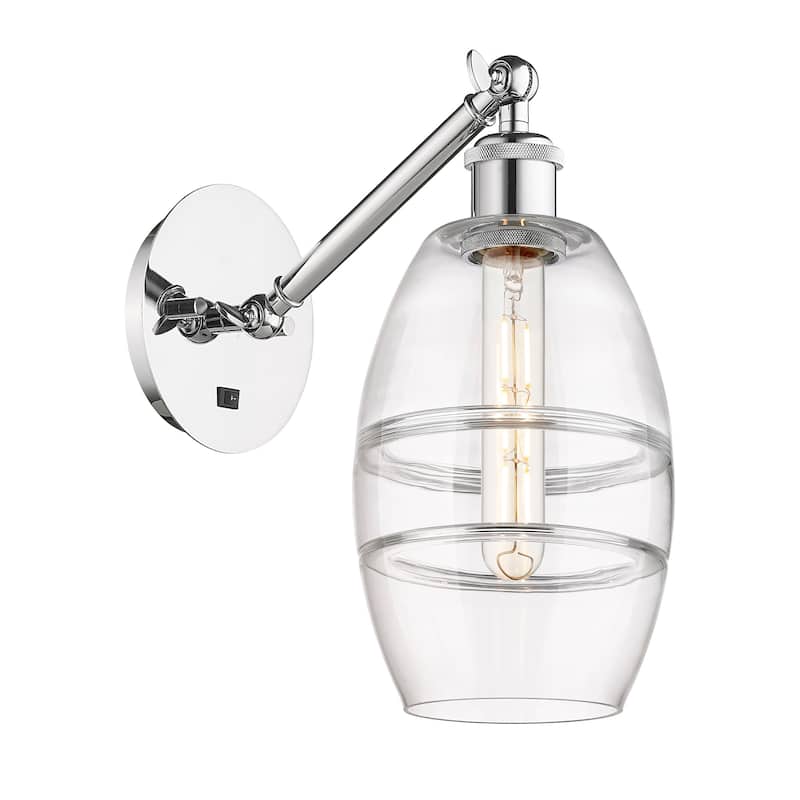 Innovations Lighting 317-1W-8-6 Vaz Sconce Vaz 8" Tall Wall Sconce - Polished Chrome / Clear