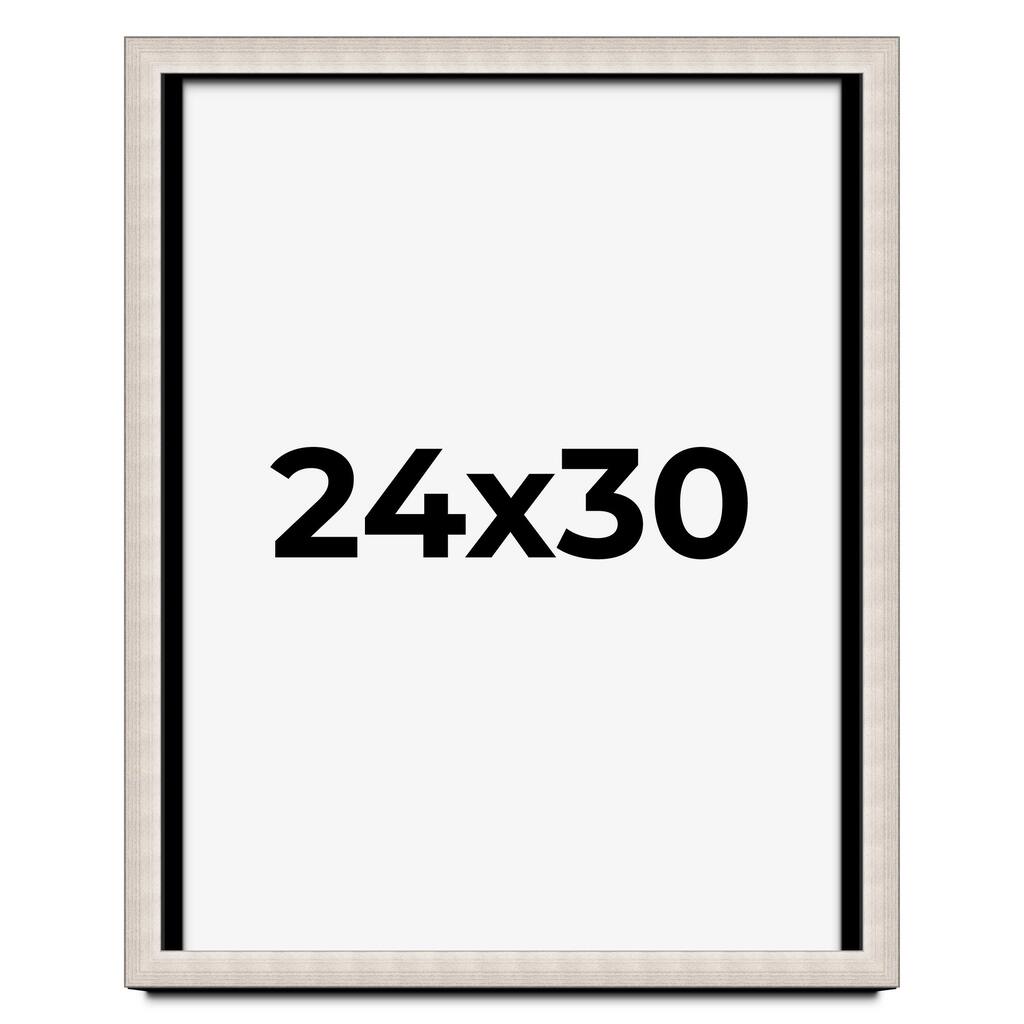 24x30 Shadow Box Frame Silver Real Wood Contemporary Shadowbox Display Frame UV Acrylic Front Acid Free Backing and Hardware
