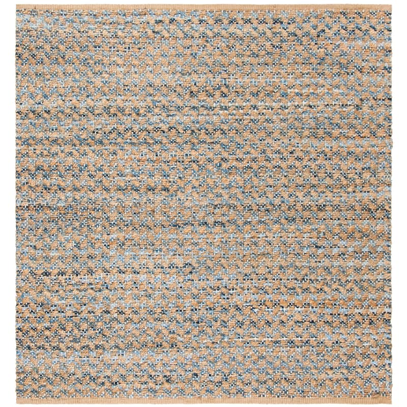 SAFAVIEH Handmade Cape Cod Castillo Coastal Jute Rug - 8' Square - Blue/Natural