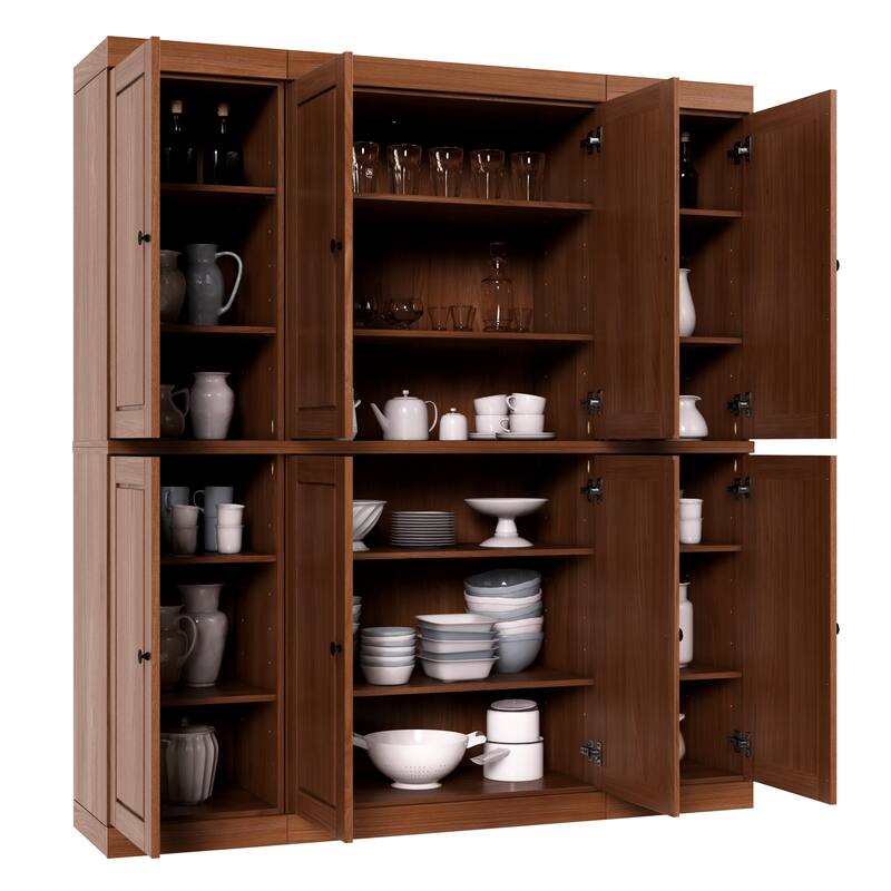Palace Imports 100% Solid Wood Pantry Cabinet, Raised Panel Doors, Adjustable Shelves, 65" Wide, 71.5" Tall - 65" x 71.5"