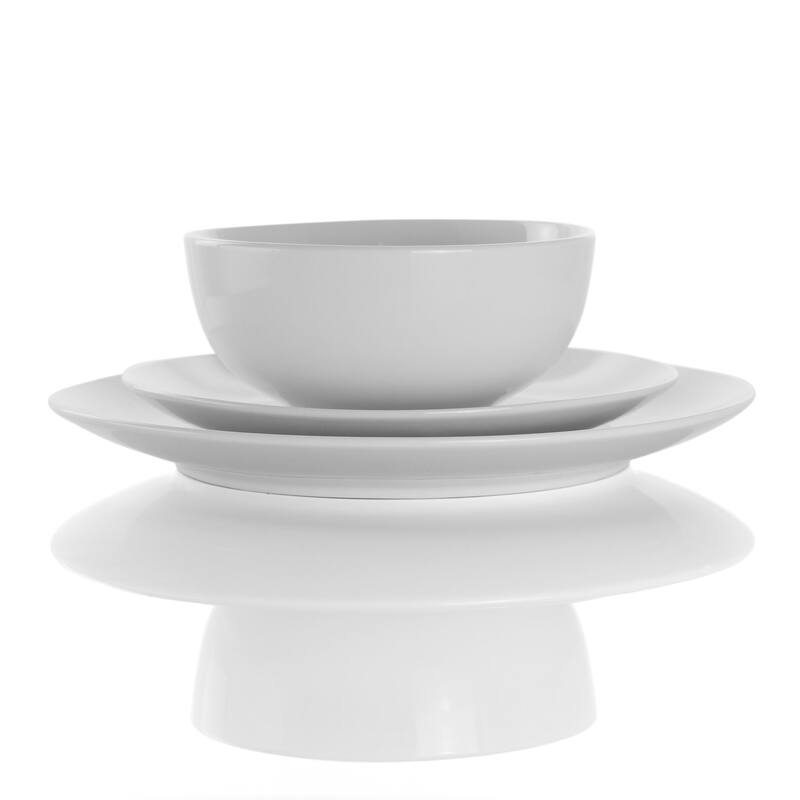 Celeste 18 Piece Round Porcelain Dinnerware Set in White