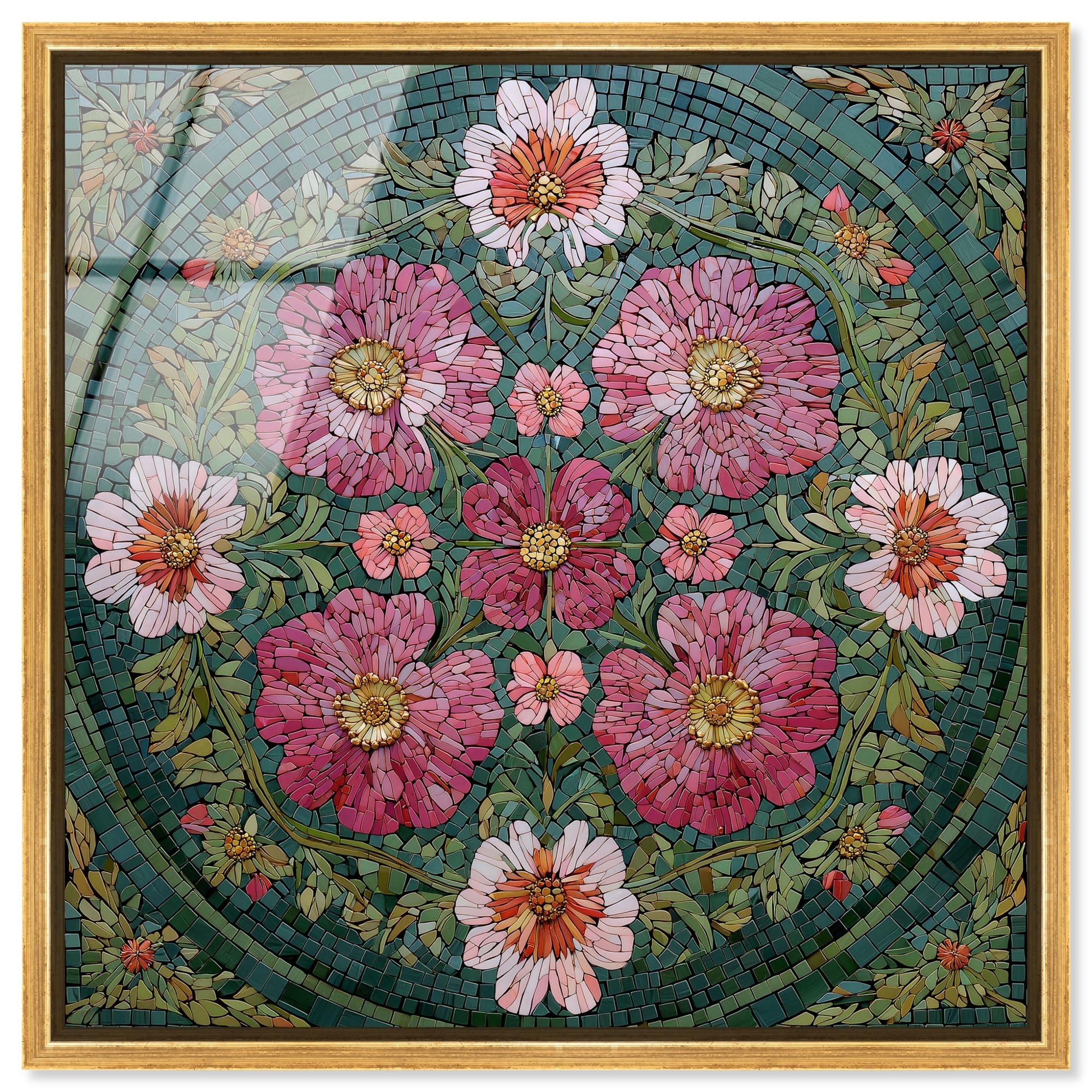 Emerald Bloom Mandala I Framed Acrylic Wall Art by Art Remedy