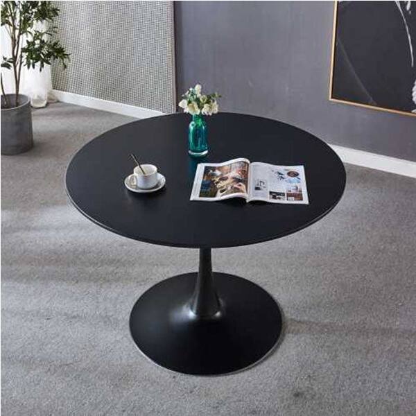 42.1”black tulip table mid-century dining table round mdf table top ...