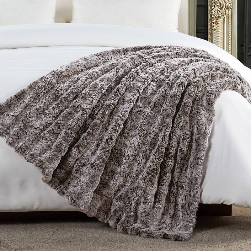 Variegated Warm Plush FauxFur Throw Cozy and Furry Blankets for Sofa