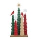 preview thumbnail 24 of 34, Glitzhome Wooden Sign Christmas Tree Shaped Table Decor for Home Shelf Xmas Party