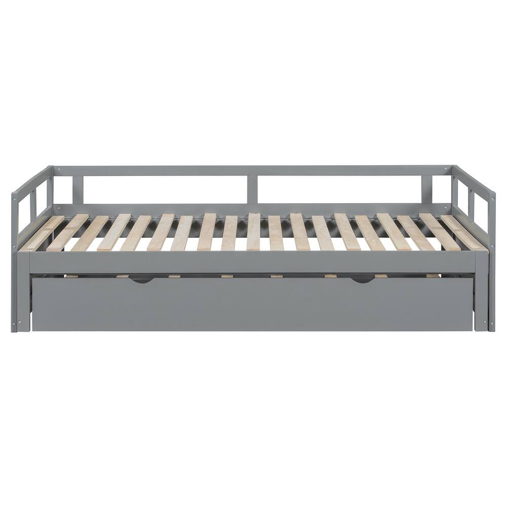 Wooden Daybed with Pull-Out Trundle, Expandable from Twin to King