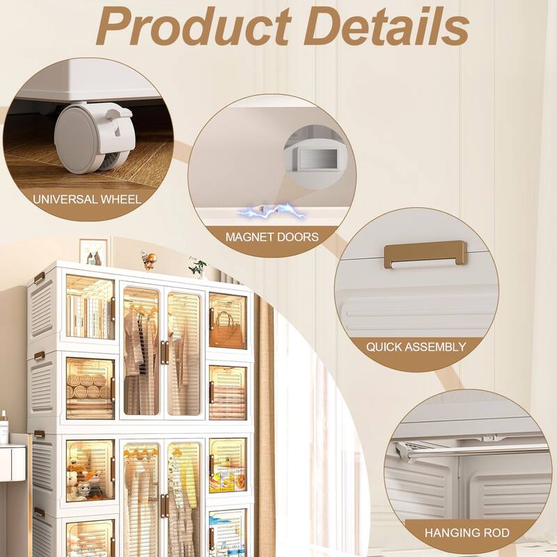 KISRAIS Portable Children's Wardrobe Closet Storage Organizer for Clothes