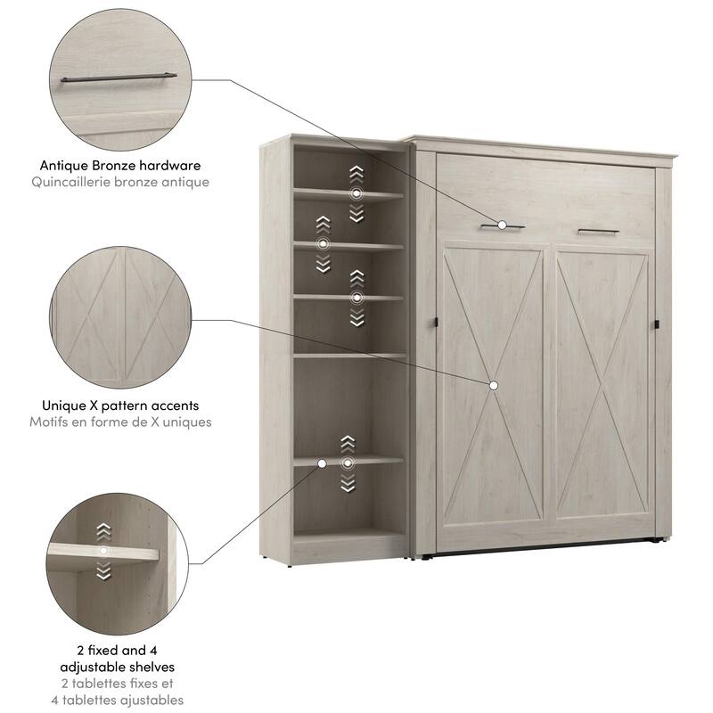 Key West Full Murphy Bed with Closet Organizer (88W) by Bestar